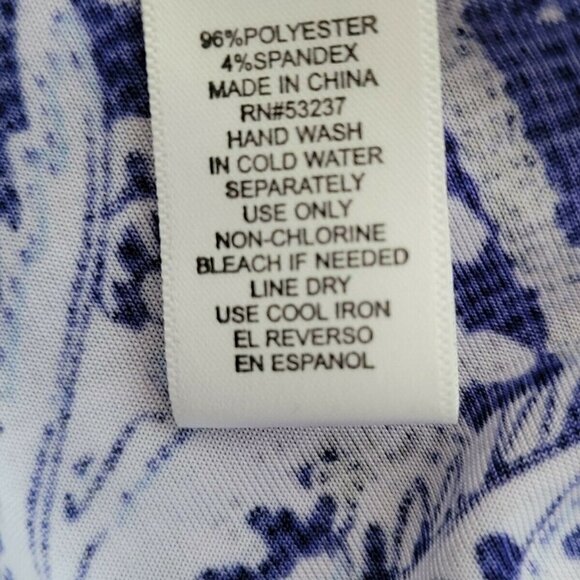 Mlle Gabrielle Blue Stripe Paisley Halter Mini Shift Dress Size Medium - Picture 7 of 7